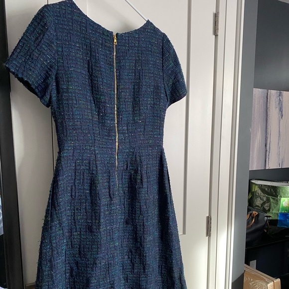 Kay Unger Tweed Dress Blue Green Gold Size 8 - Picture 4 of 8